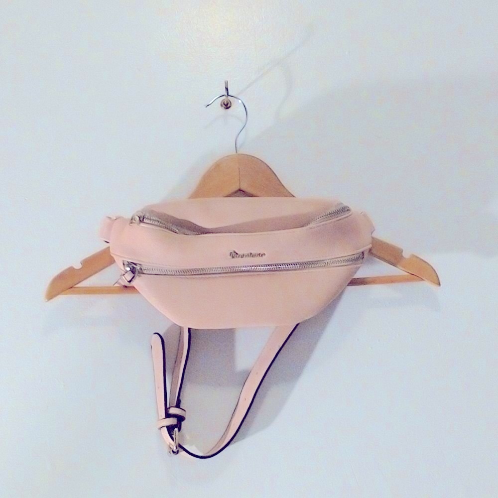 Pink Vegan Leather Crossbody Belt Bag ~ Strawberry Milk, Blush